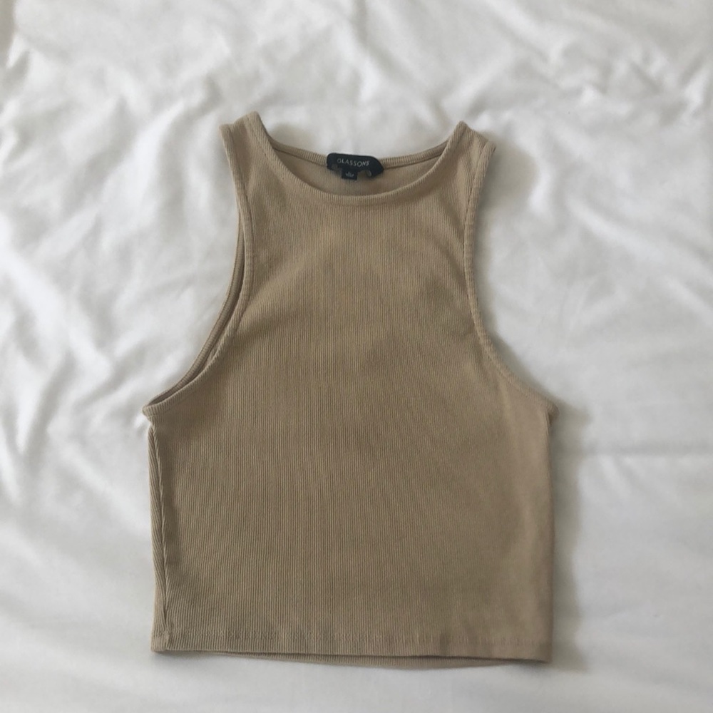 Beige Glassons Racer Rib Tank